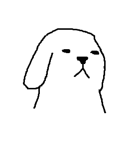 a black and white drawing of a dog 's face with a big mouth .