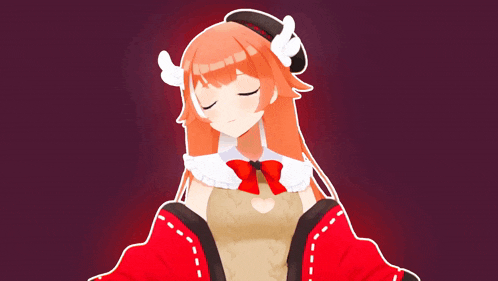 a drawing of a girl with orange hair and a red bow