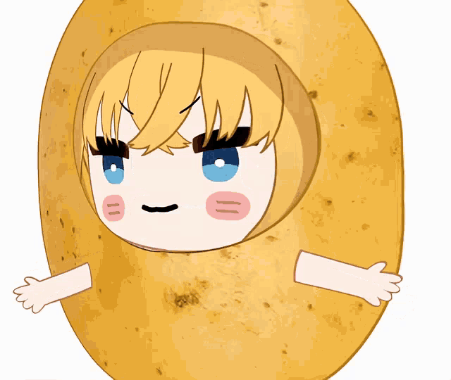 a drawing of a girl in a potato head