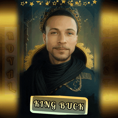a picture of a man with the name king buck
