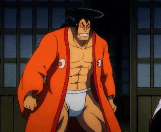 a man in a kimono with the letter c on his chest