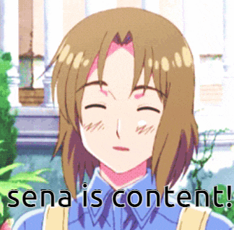 a cartoon character with the words sena is content
