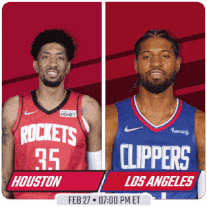 two basketball players for the houston rockets and los angeles clippers are shown