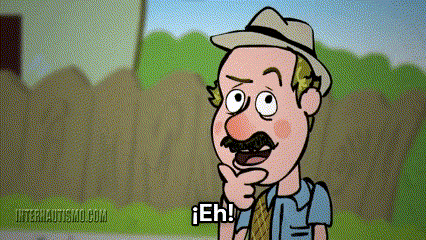 a cartoon of a man with a mustache and a hat says eh