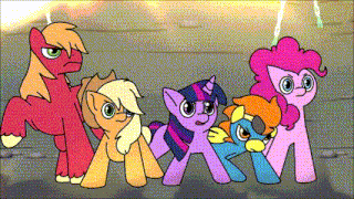 a group of ponies are standing next to each other and one of them has the letter m on its back