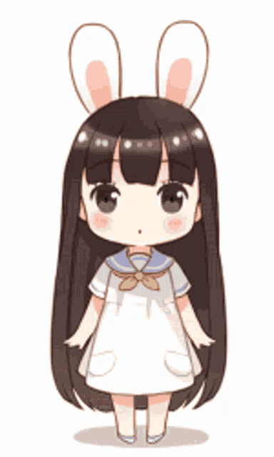 a girl with long hair and bunny ears on her head