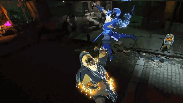 a video game shows a samurai fighting another samurai