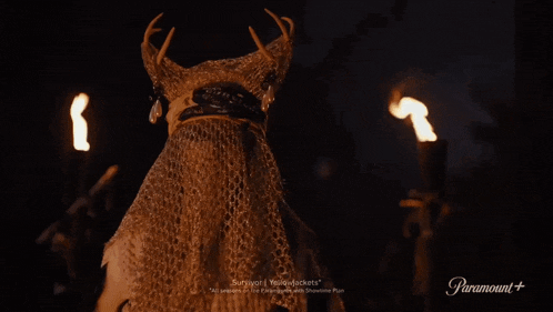 an advertisement for paramount + shows a person wearing a costume
