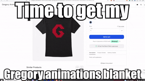 time to get my gregory animations blanket is displayed on a screen