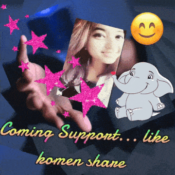 a picture of a girl and an elephant with the words coming support like komen shane on the bottom