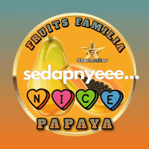 a fruits familia papaya logo with hearts and a star