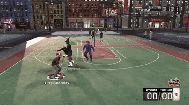 a basketball game is being played with regular270key as the player