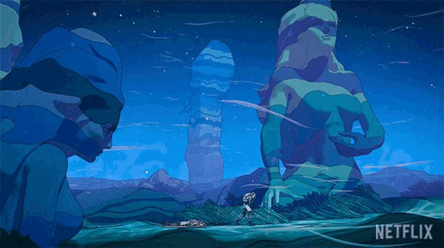 an advertisement for netflix shows a painting of a landscape
