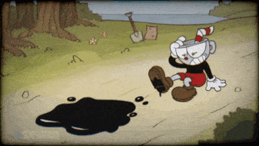 a cartoon character with a cup on his head and the words " screwattack " on the bottom