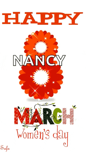 a happy march women 's day card with nancy 's name on it