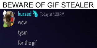 beware of gif stealer is written on a screen