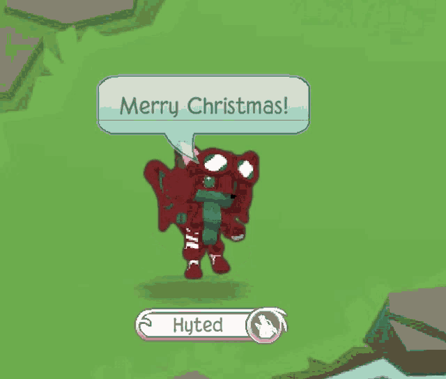 a video game character says merry christmas