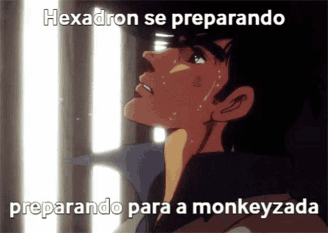 hexadron se preparando preparando para a monkeyzada is written above a man 's face
