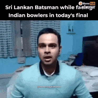 a video of a man talking about sri lanka batsman while playing indian bowlers in today 's final