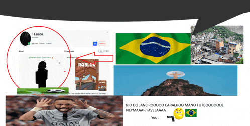 a collage of images including a soccer player and a brazilian flag