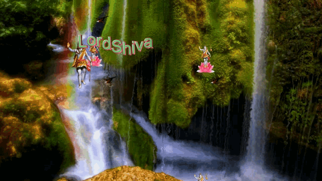 a waterfall with the words lordshiva written on the bottom