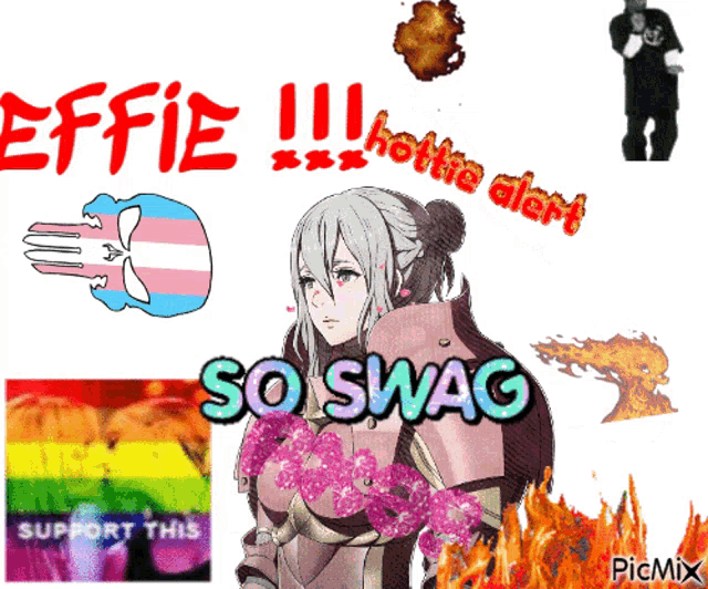 a poster that says effie hottie alert so swag support this