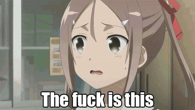 a picture of a girl with the words the fuck is this on it