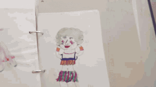 a drawing of a clown with the words form an orderly line boys below it