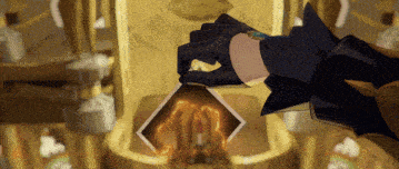 a person in a black glove holds a card with the number 10 on it