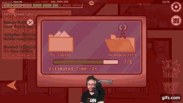 a man is playing among us and the estimated time is 2 s