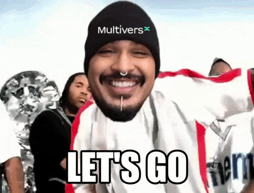 a man wearing a hat that says multivers on it is smiling