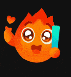 a cartoon drawing of a fireball with hearts surrounding it
