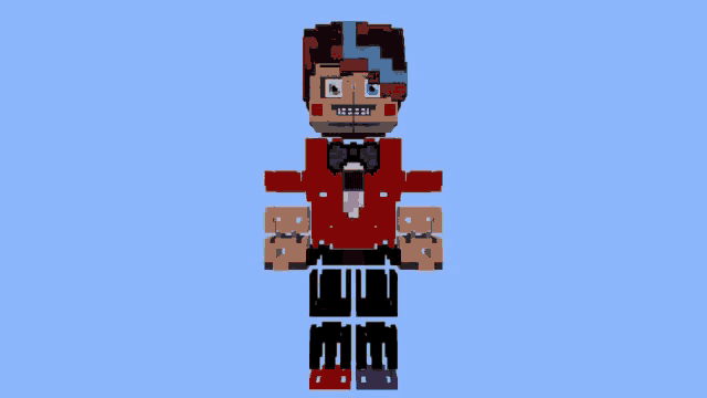 a pixel art of a man with a bow tie and red jacket