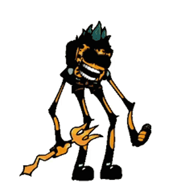 a cartoon character with a crown on his head is holding a torch and a microphone .