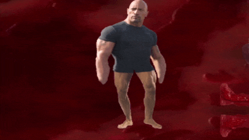 a man in a black shirt is standing barefoot in front of a red background