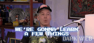 a man is talking into a microphone with the words we 're gonna learn a few things