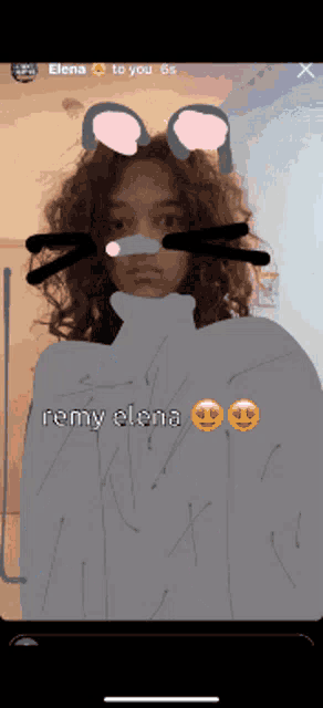 a drawing of a woman with a cat face and the name remy elena