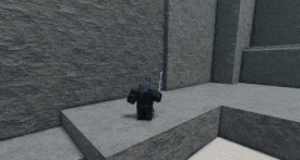 a person is standing in a room with a sword in a video game and a light coming out of it .