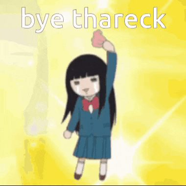 a cartoon girl in a school uniform is dancing and waving her hand .