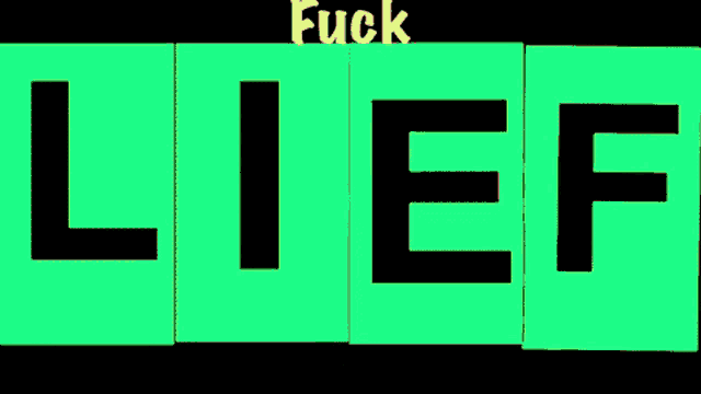 a hand giving the middle finger in front of a sign that says lief