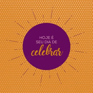 a purple circle with feliz aniversario written in gold