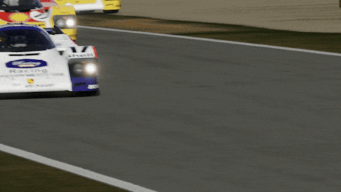 a race car with the word racing on the side of it