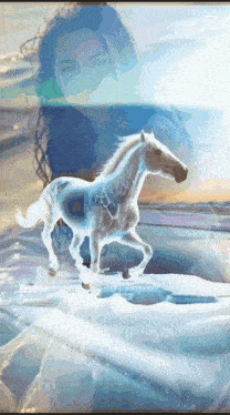 a painting of a horse and a woman with the word dream on the bottom
