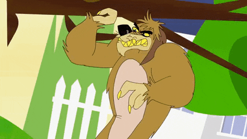 a cartoon drawing of a monkey wearing sunglasses standing next to a fence