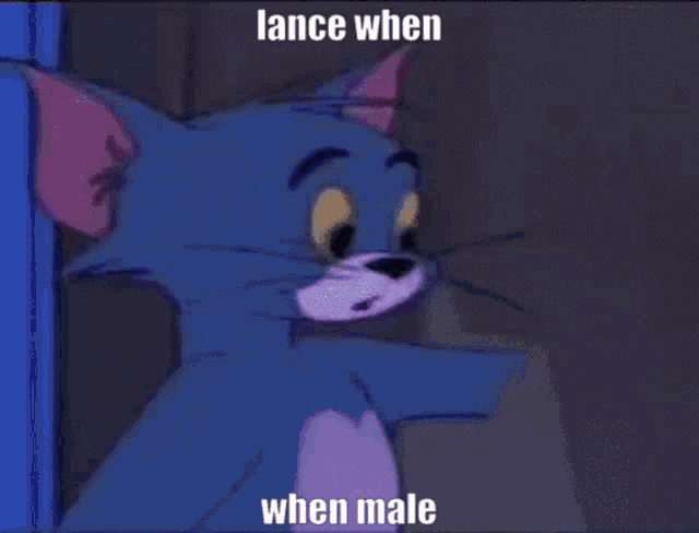 a cartoon of a cat with the words lance when when male written on it