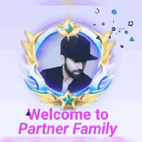 a painting of a man with the words welcome to partner family on the bottom