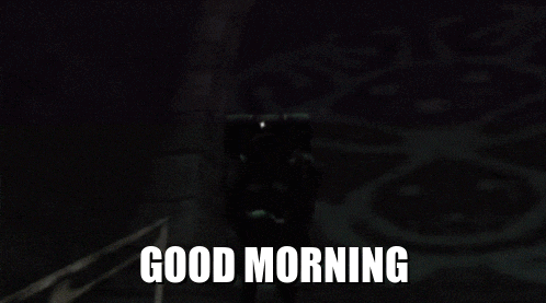 a video game character says " good morning " in front of a ghost