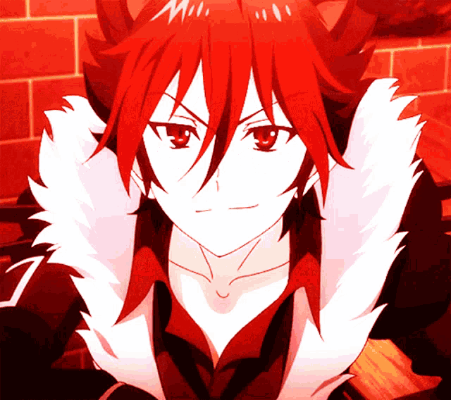 a cartoon character with red hair and a white fur collar