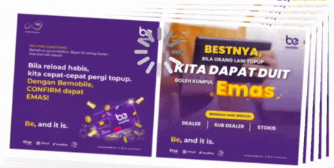a stack of flyers with one that says bestnya kita dapat duit emas