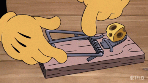 Setting A Mousetrap The Cuphead Show GIF - Setting A Mousetrap The Cuphead Show Setting A Bait Trap GIFs